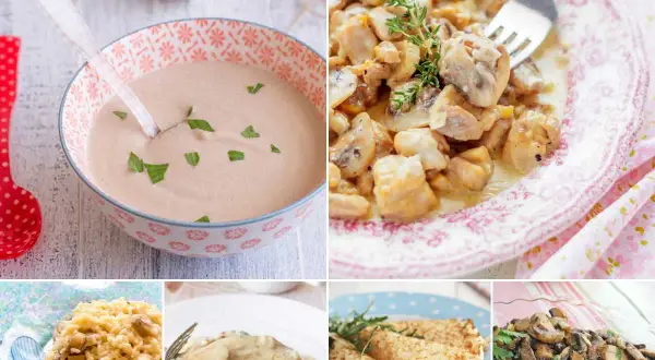 Variedad de recetas con champiñones: crema, pollo, risotto, crepes y champiñones salteados. ¡Deliciosas ideas para tu cocina!