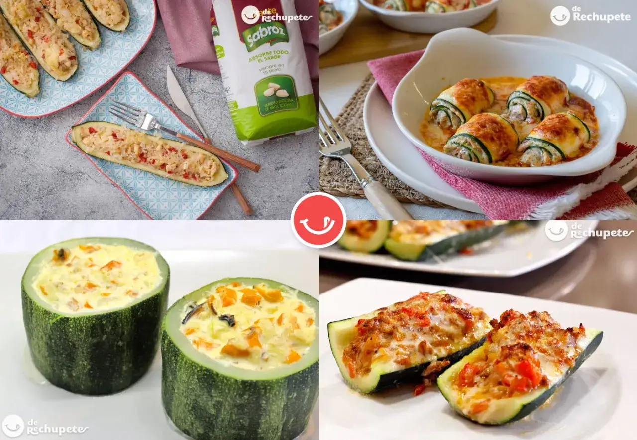 Variedad de recetas con calabacín: barquitos rellenos, rollitos y calabacines al horno. ¡Delicioso!